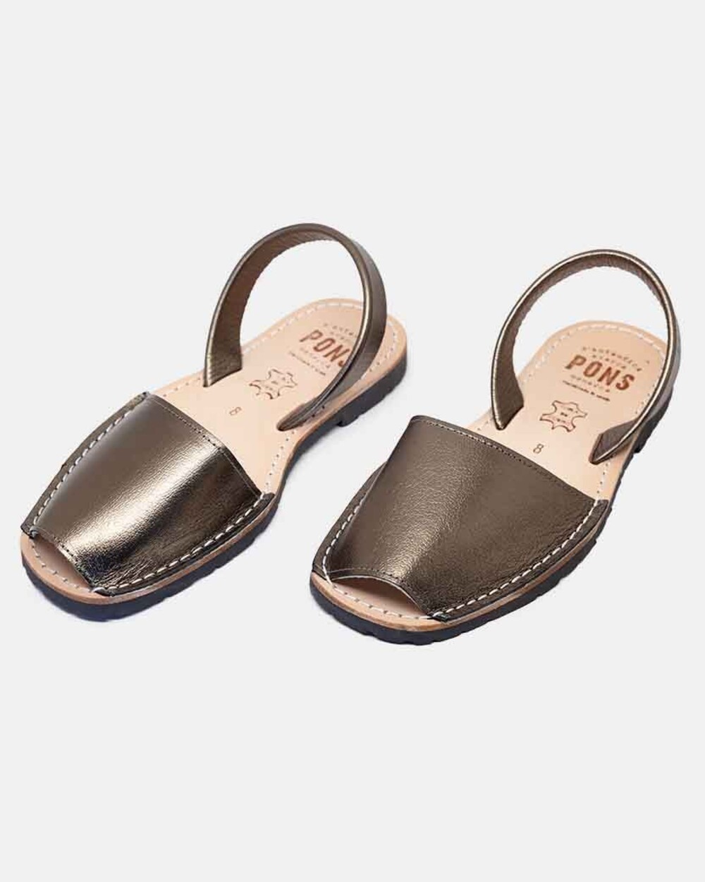 Pons Avarcas Classic Style Metallic Bronze Leather Sandals Size 7 / 37
